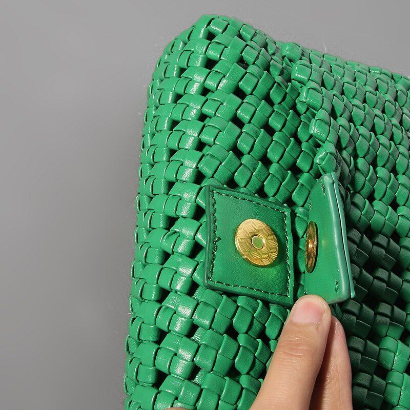 Neat Hollow Shoulder Bag Women Small Handbag Purse Woven Leisure Holiday Pouch
