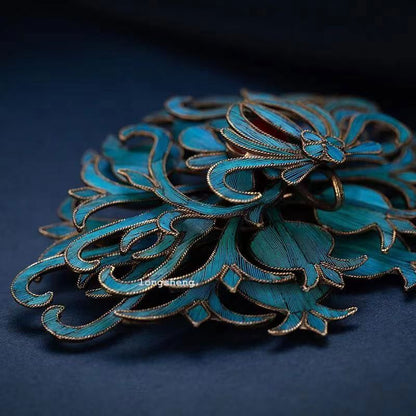 Chinese high-end cloisonne metal woven hair clip for women's hairpins brooch