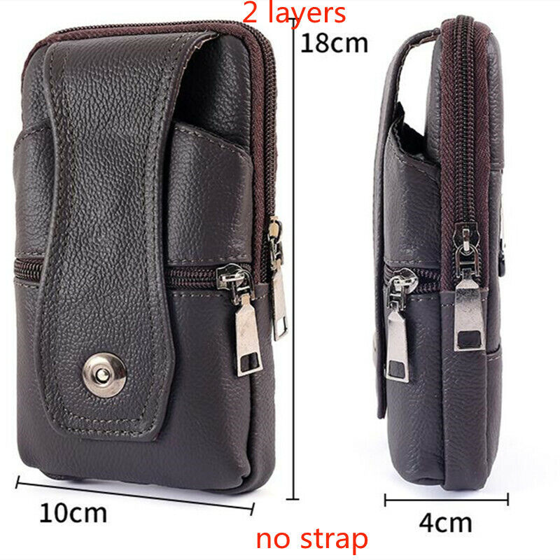 Men Large Capacity Belt Shoulder Bags Leather Waist Bag Multifunction Fanny Pack