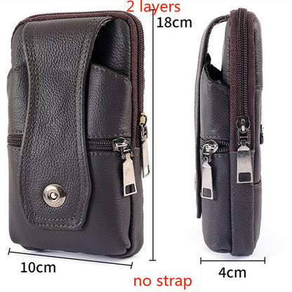 Men Large Capacity Belt Shoulder Bags Leather Waist Bag Multifunction Fanny Pack
