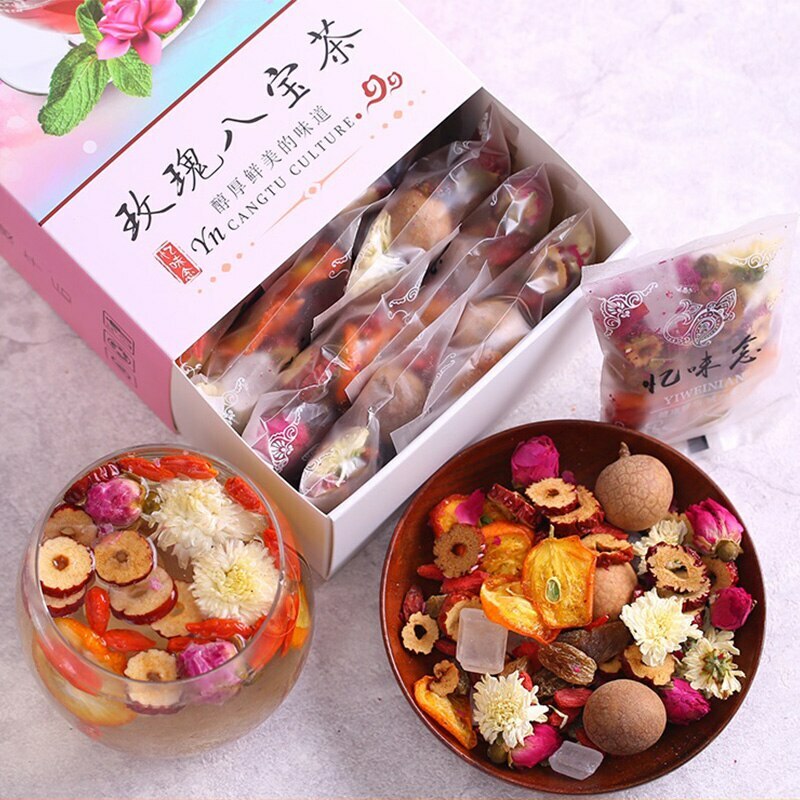 180g Babao Tea 15 Bags Longan Rose Jujube Herbal Tea Health Care Natural