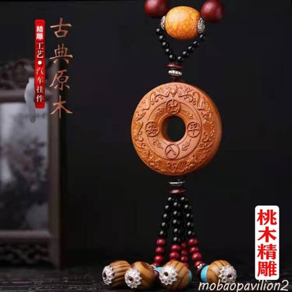 New Peachwood Carved Buddha Statue Car Rearview Mirror Pendant Decoration