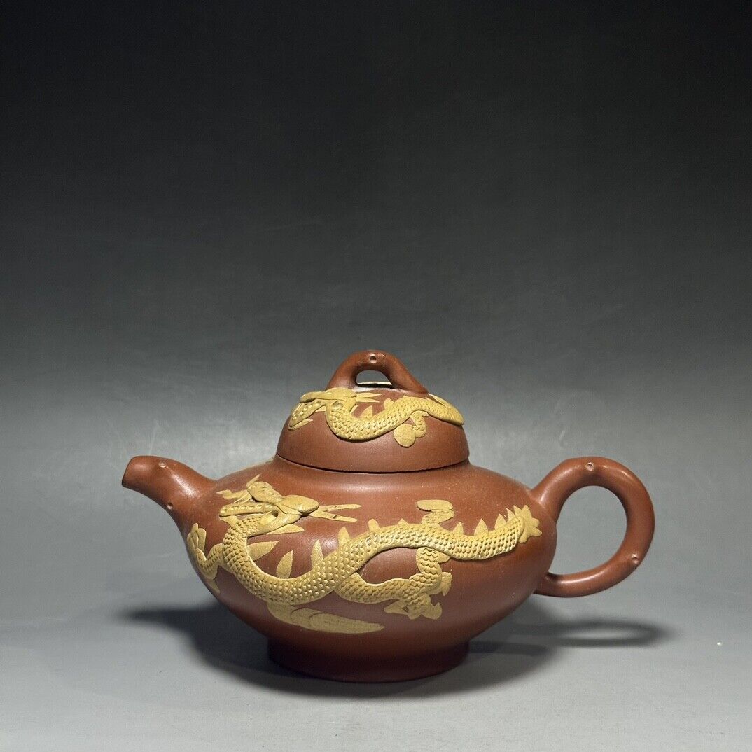 vintage chinese yixing purple clay teapot zisha ceremony carving Collectible art