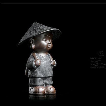 Yixing Zisha Tea Pet House Warming Gift Study Decoration Handmade Monk Statue