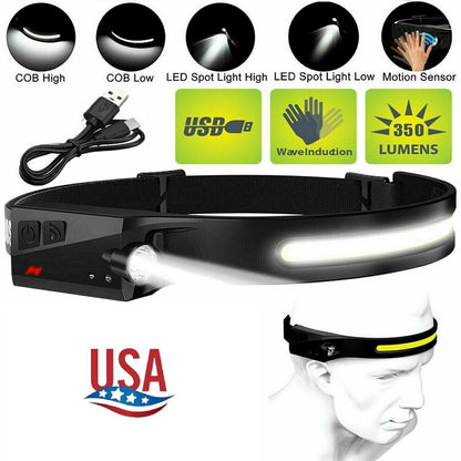 2 Lamparas LED Impermeable USB Recargable Linterna Potente de Cabeza Sport Work