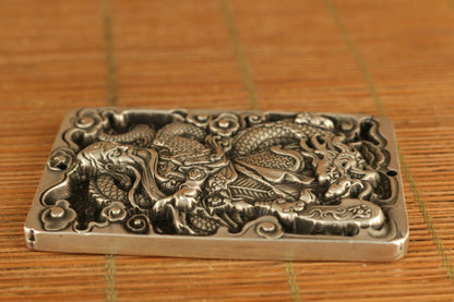 Old Chinese tibet silver handcarved guan gong dragon pendant