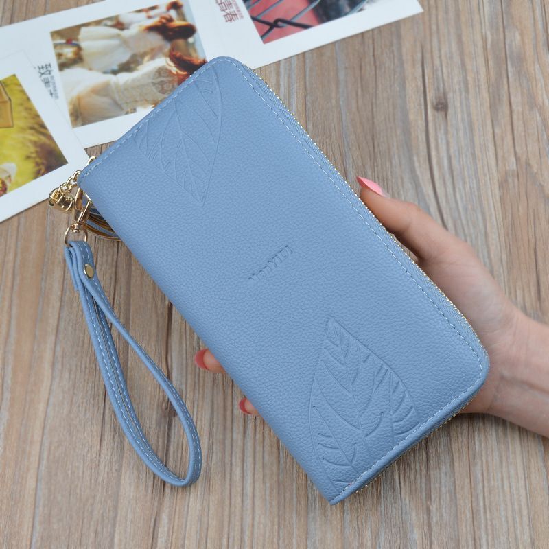 Wallets Purses Synthetic Leather Wristband Leaf Print Long Large Bag Wallets 1PC