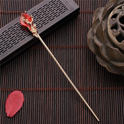 Women Hair Stick Metal Glaze Chopstick Hairwear Retro Chinese Hanfu Accessories