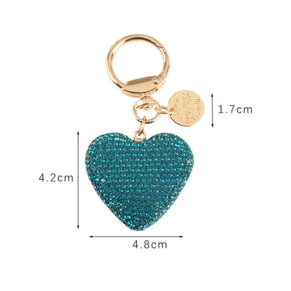 Full Rhinestone Heart Peach Heart Car Keychain Women Handbag Pendant Keyring *US