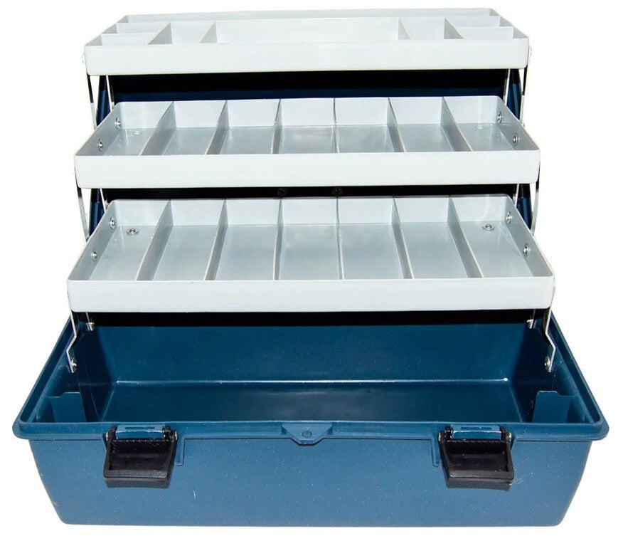 3 Tray Storage Box, Jumbo Size: 17" x 8" x 8¾", Blue Color