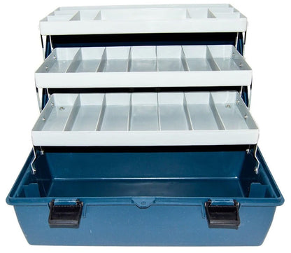 3 Tray Storage Box, Jumbo Size: 17" x 8" x 8¾", Blue Color
