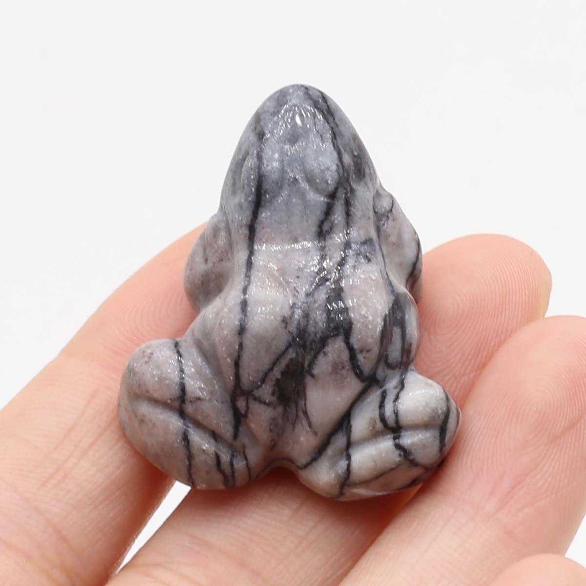 Frog Statue Figurine Natural Stones Hand Carved Ornament Healing Crystal 30x38mm