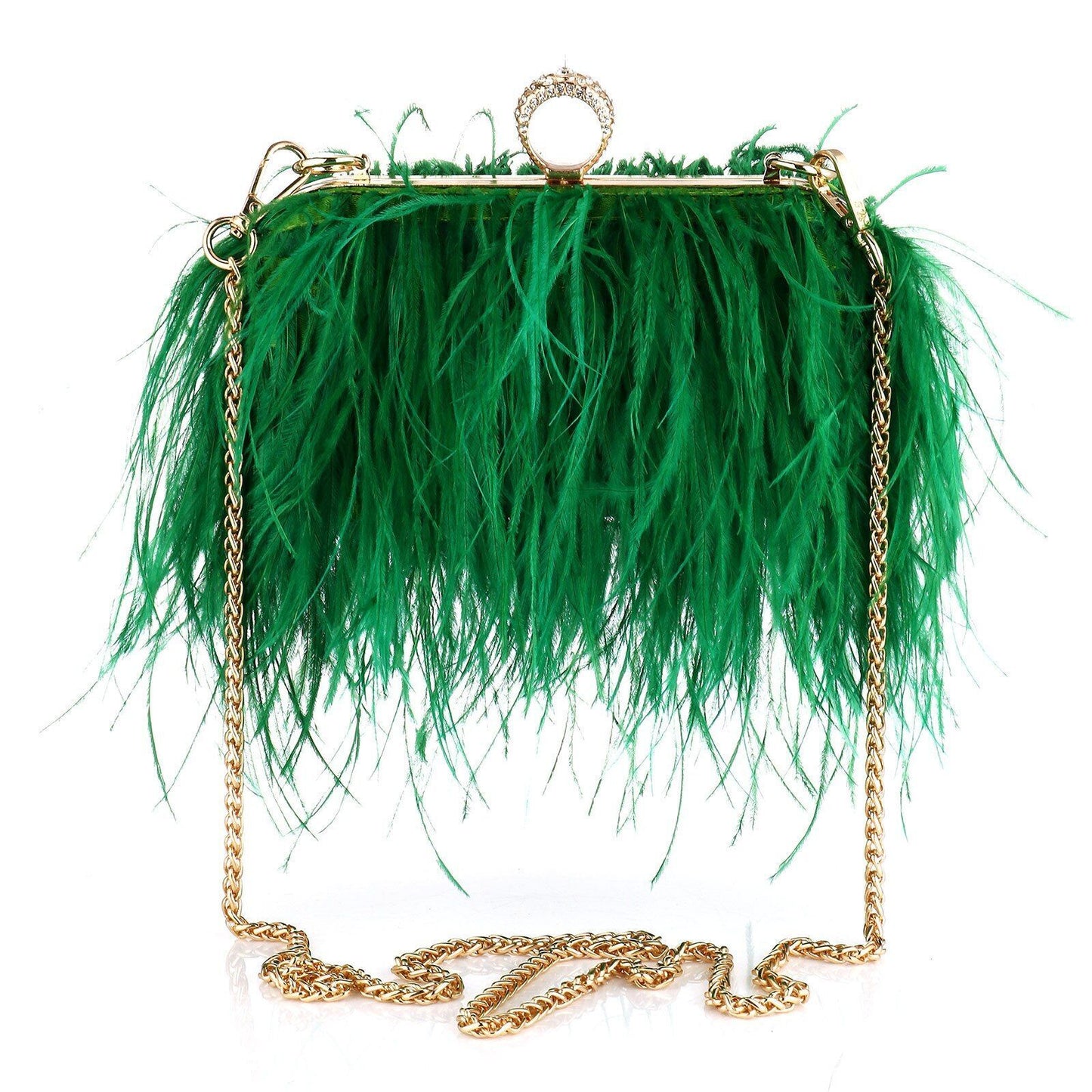 Luxury Ostrich Feather Evening Bag Shoulder Crossbody Bag Party Clutch 19*6*10CM