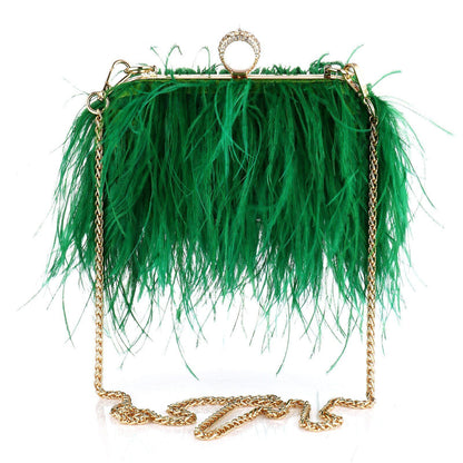 Luxury Ostrich Feather Evening Bag Shoulder Crossbody Bag Party Clutch 19*6*10CM