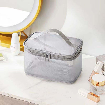 Double Layer Mesh Makeup Bag Cosmetic Organizer Transparent Travel Wash Case 1PC