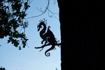 Dragon Decoration | Fairy Garden Art | Backyard Art | Tree Art | Silhouette Art