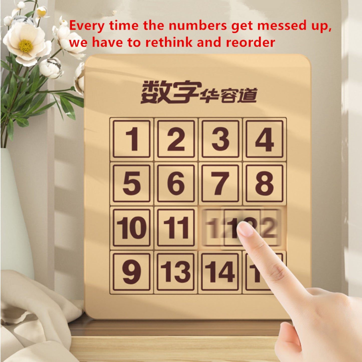4x4 Magic Cube Number Sliding Klotski Game Cube Puzzle Brain Teaser Toys a