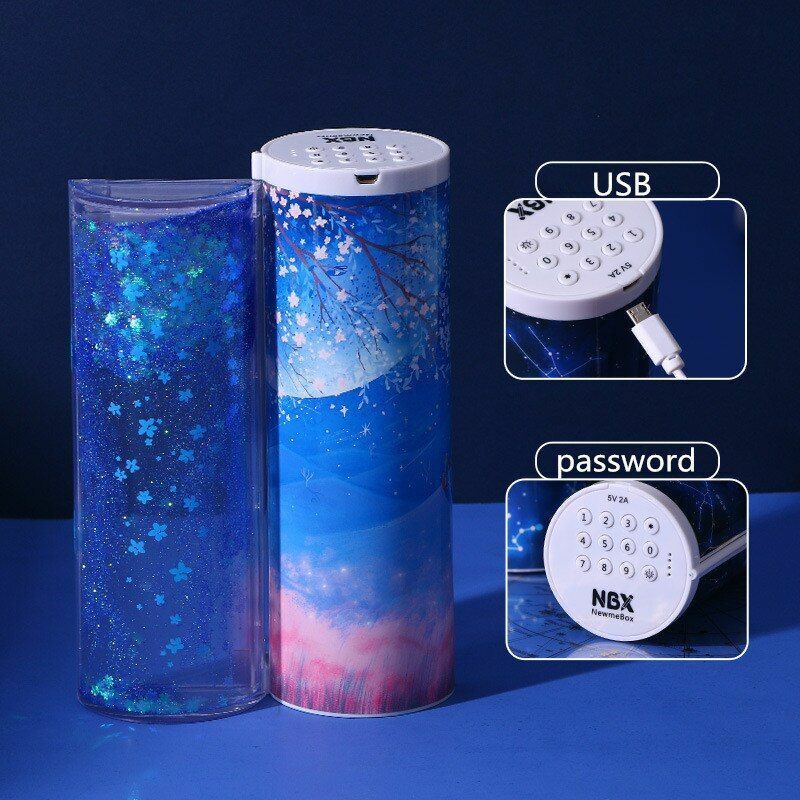 Pencil Case Translucent Quicksand Kawaii NBX Solar Calculator Box School Supplie