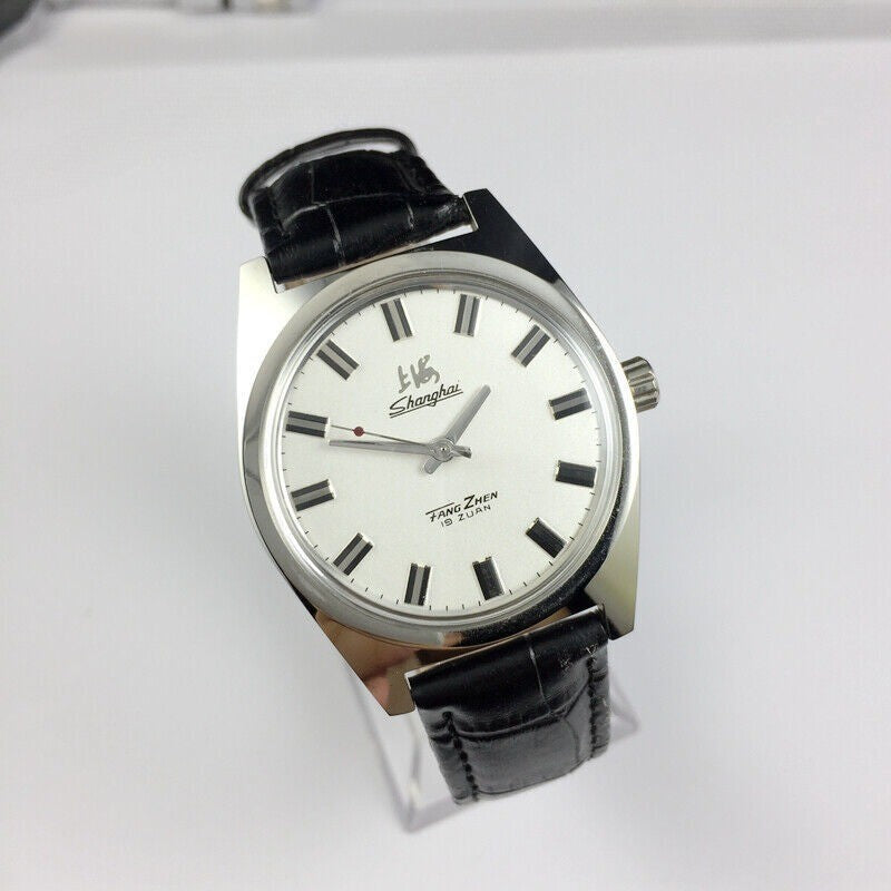 New Vintage Shanghai Watch Factory 38mm Manual Wind Mechanical Watch Steel