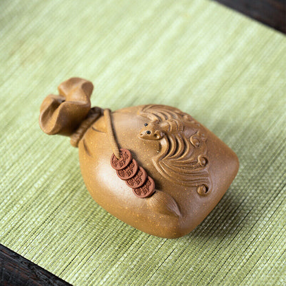 yixing zisha tea pet bat statue wealthy mascot money coin tea play creative new