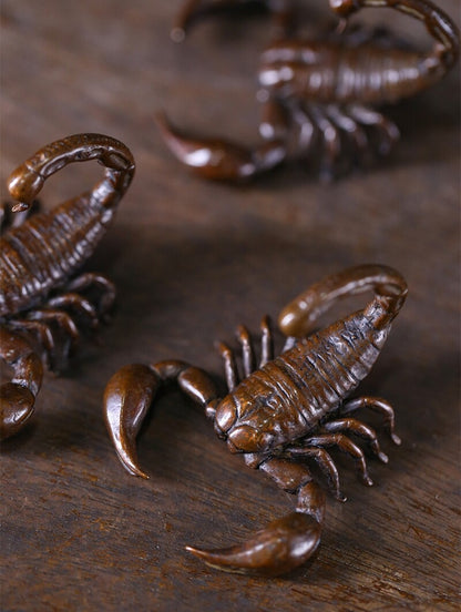 2.04" Solid Brass Scorpion Statue Animal Figurines Tea Pet Decor