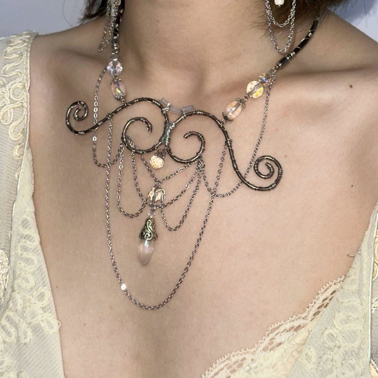 Vintage Handmade Mermaid Tear Choker Necklace Dark Wasteland Style