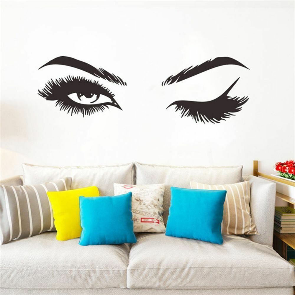 Wall Stickers Vinyl Eyelashes Decals Girls Bedroom Eyebrows Store Beauty Decor