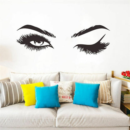 Wall Stickers Vinyl Eyelashes Decals Girls Bedroom Eyebrows Store Beauty Decor