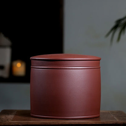 True Yixing Zisha Purple Clay Tea Canister With Lid Sealed Jar For Puer Tea Cake