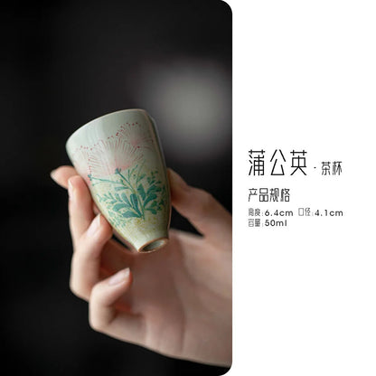 1PC Hand-painted Dandelion Tea Cup Honey Porcelain Smell Cup Master Cup