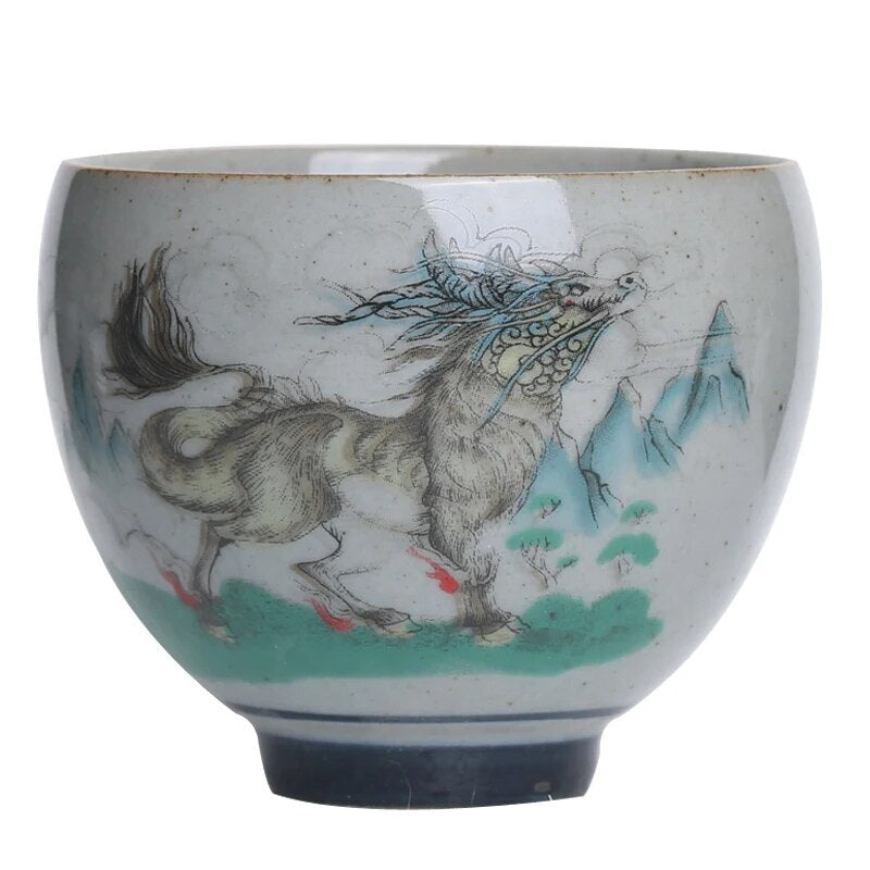 Mountain and Sea Classics Vintage Chinese Pottery Cups Tea Cup Set Teaware