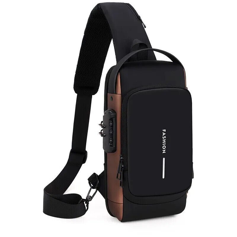 Men Anti Theft USB Shoulder Bag Man Crossbody Cross Body Travel Chest Bags