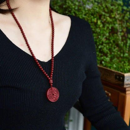 Cinnabar Necklaces108 Beads Amulet Peace Jewelry Sweater Chain