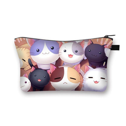 Cute Cat Print Cosmetic Traveling Makeup Bags Cosmetic Storage Purses 5*20*10 CM