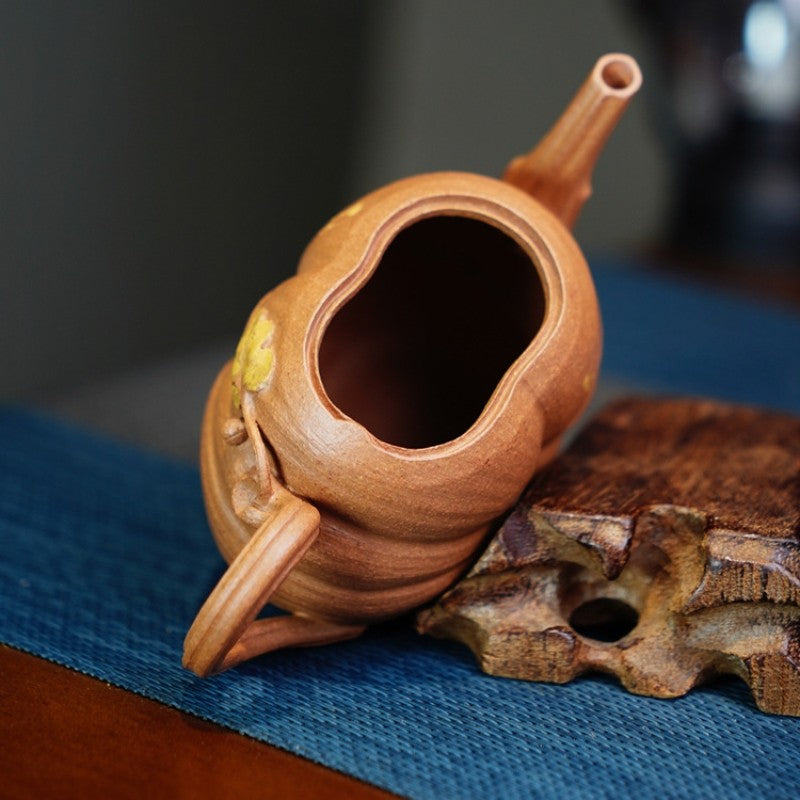 Real Yixing Zisha Jiangpo Clay Tea Pot Pumpkin Shape Ball Shaped Infuser Holes
