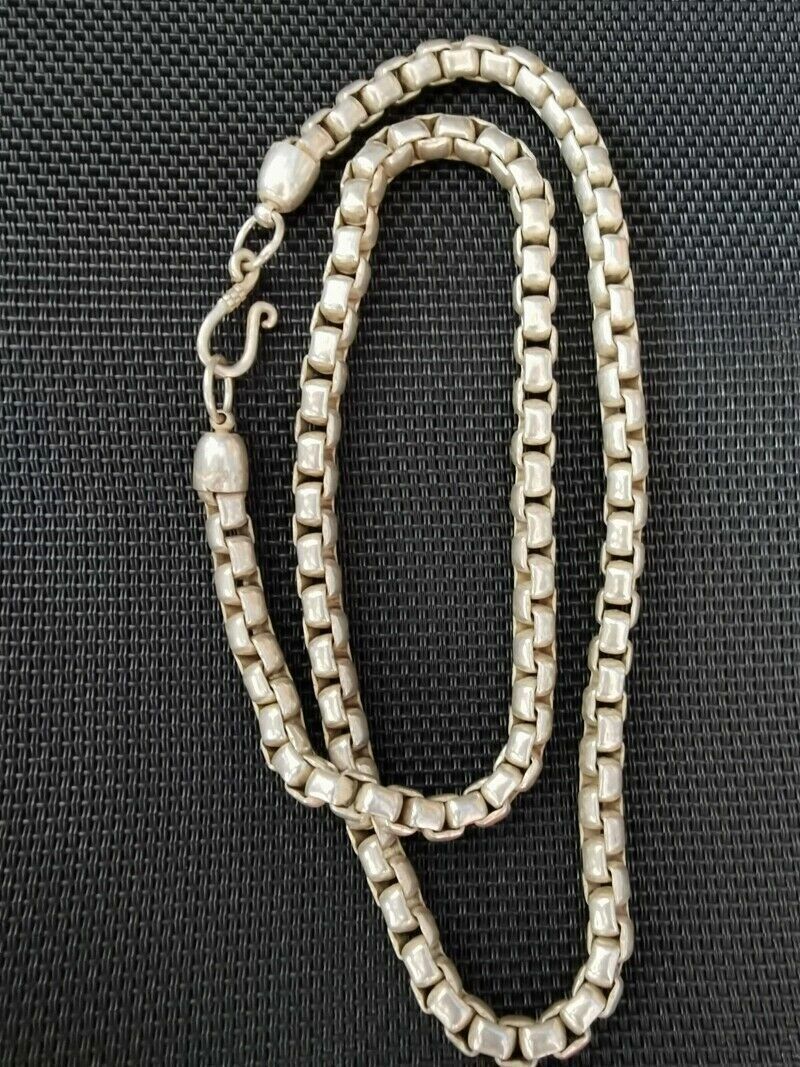 56cm Exquisite Old Chinese tibet silver handmade necklace