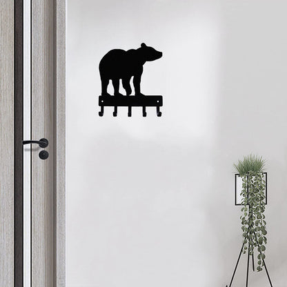 Bear #01 Key Rack Hanger - 6 inch Wide Metal Wall Art
