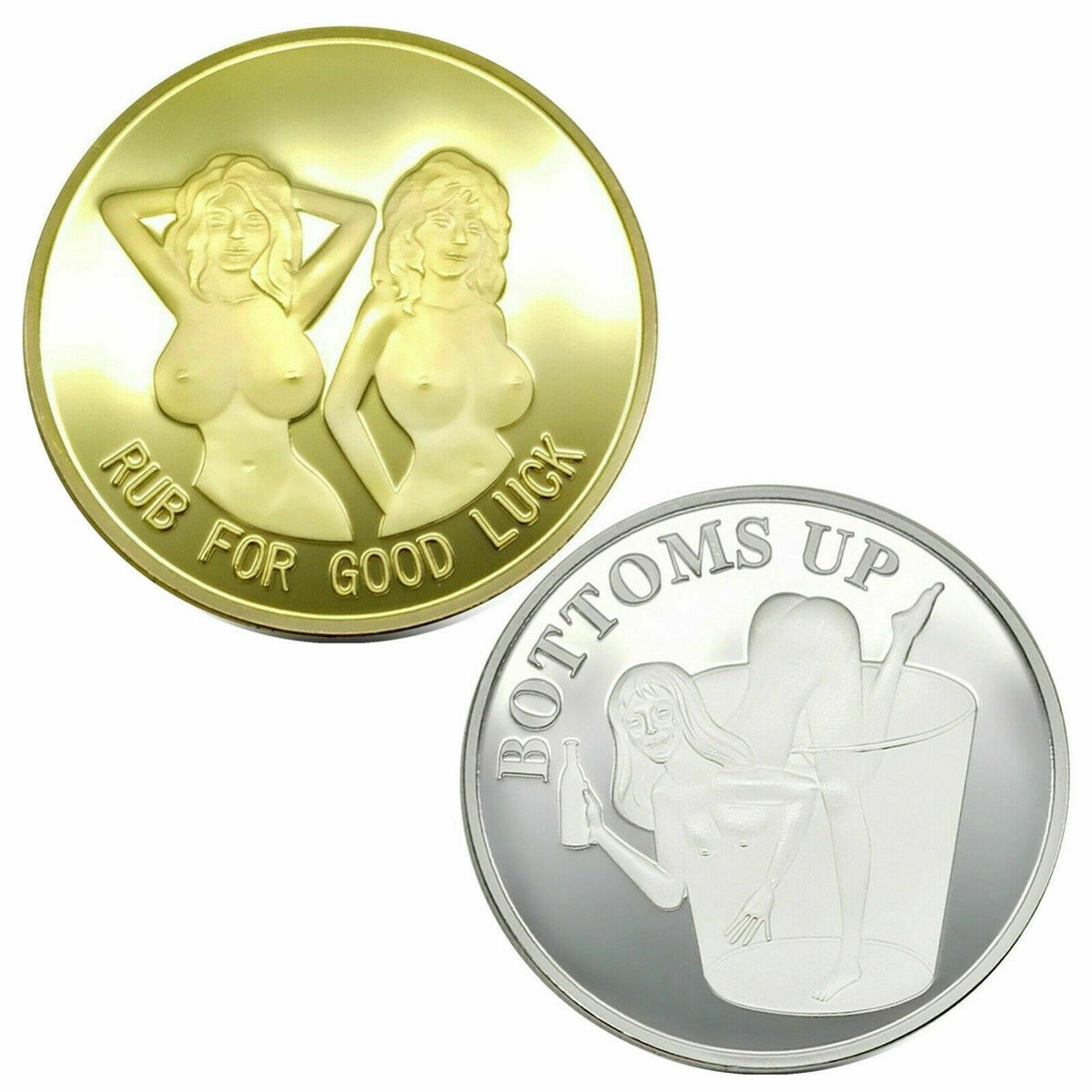 2x Sexy Heads Tails Challenge Token Coin Funny Gift for Husband Boyfriend Fiance