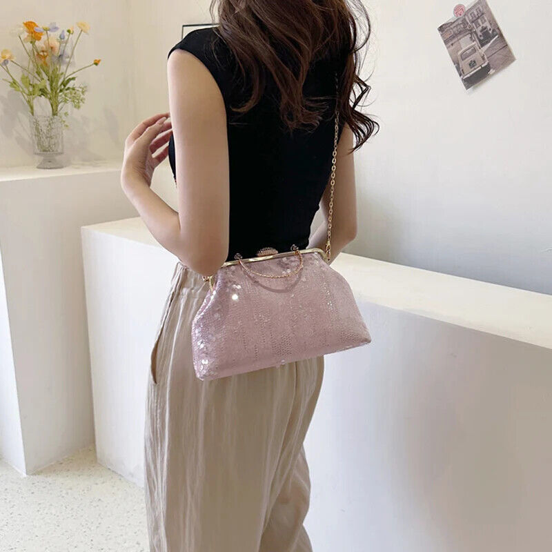 Women Handbag Chain Shoulder Bag Lady Party Clip Shell Evening Clutch