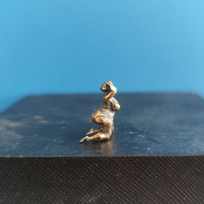 Brass Voluptuous Bikini Character Model Obese Girl Kneeling Figurine