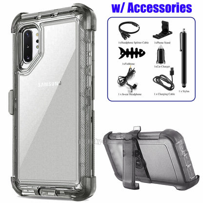 Clear Case For Galaxy Note 10 / Plus Clip Stand Rubber & Tpu Cover / Accessories
