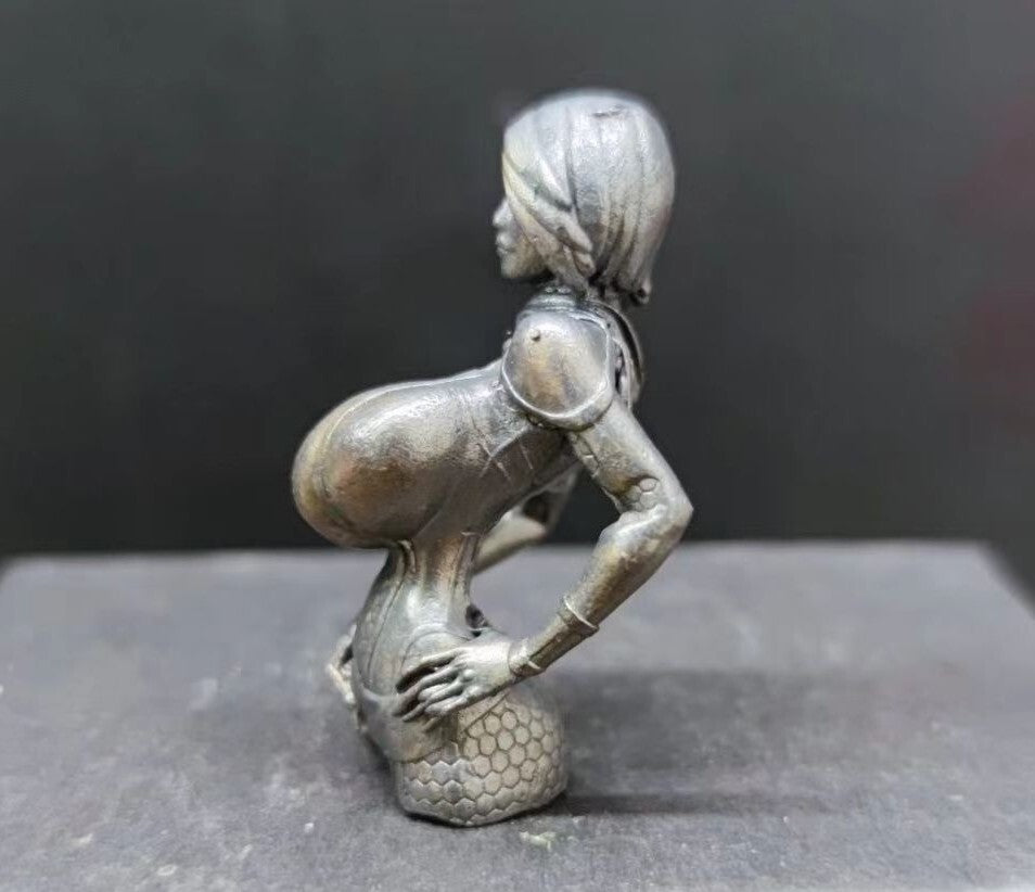 Brass Huge Boob Girl Statue Art Beauty Model Artwork Decor