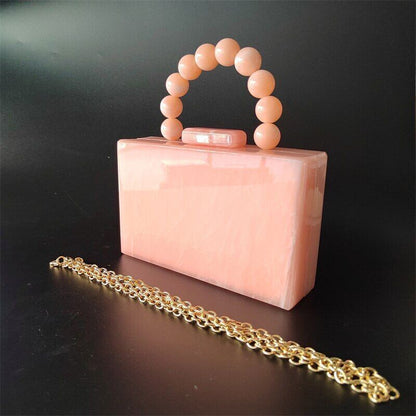 2022 New Fashion Pearl Acrylic Day Box Bags Women Bead Beach Girl Lady Handbag