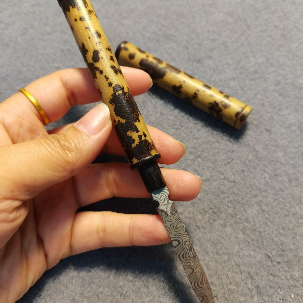 Vintage Xiangfei Bamboo Pull-out Tea Knife Steel Blade Tea Ceremony Tool