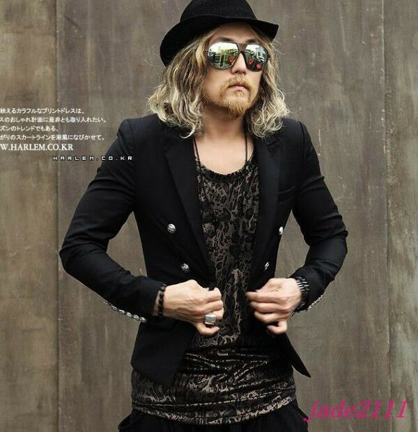 Punk Rock Mens Double-breasted Korean Blazer Suit Outwear Coat Party New Jacket