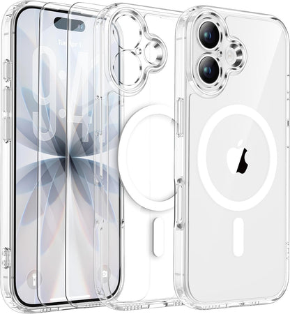 Magnetic for Iphone 17 Case with 2 HD Tempered Glass Screen Protector, Fit for M