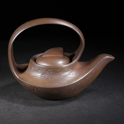 Chinese Yixing Purple Clay Teapot Zisha Ceramic Landscape Teaware Collection Art