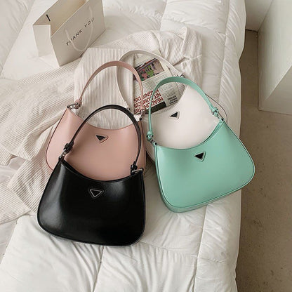Minimalist Solid Color Leather Underarm Shoulder Bag Summer Handbag Purse Travel