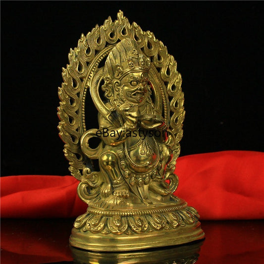 Tibet Tibetan Buddhist Handmade Brass Statue Mahakala Two Arm Maha Gala Mahakala