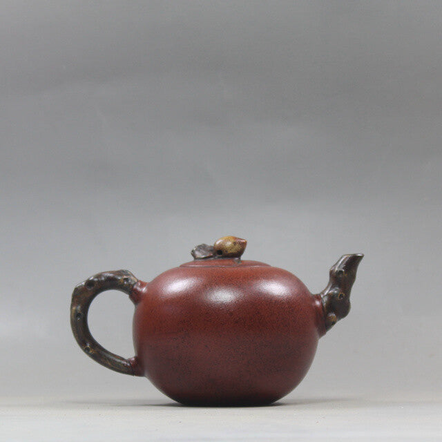 4.9”China Yixing Zisha Pottery Plain Cement Purple Clay Handmade 180ML Teapot